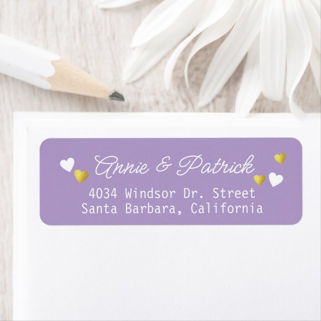 Bride Groom Wedding Addressing pale-purple Return Address Label (Insitu)
