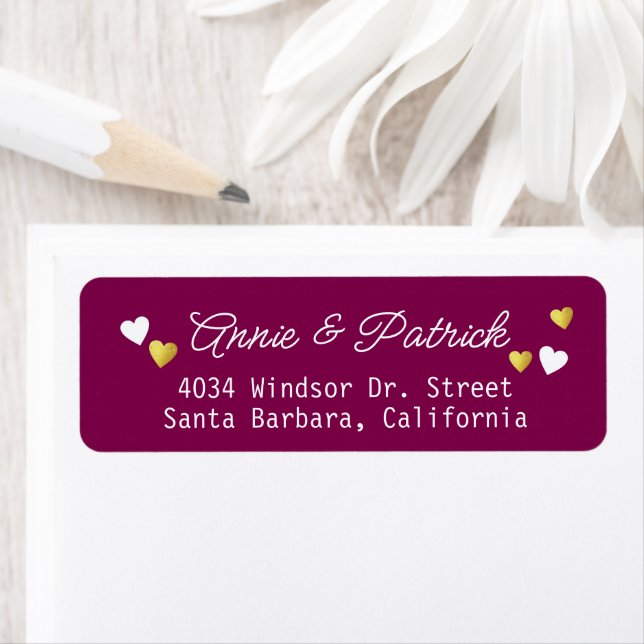 Bride Groom Wedding Addressing wine-colour Return Address Label (Insitu)