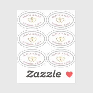 Bride Groom Wedding Date Oval with Border & Heart