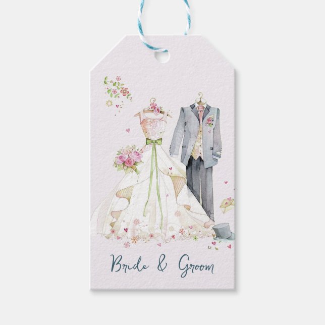 Bride & Groom Wedding Dress  Gift Tags (Front)