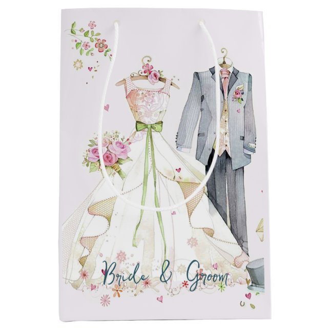 Bride & Groom Wedding Dress  Medium Gift Bag (Front)