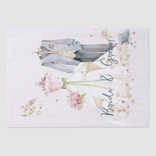 Bride & Groom Wedding Dress  Tissue Paper (Front)