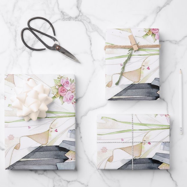 Bride & Groom Wedding Dress  Wrapping Paper Sheet (Front)