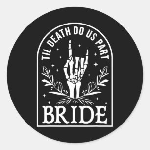 Bride Groom Wedding Engagement Halloween Couple Ma Classic Round Sticker