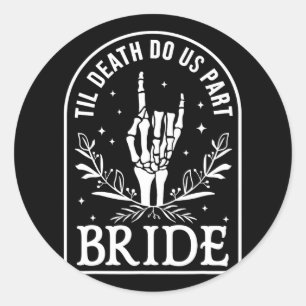 Bride Groom Wedding Engagement Halloween Couple Ma Classic Round Sticker