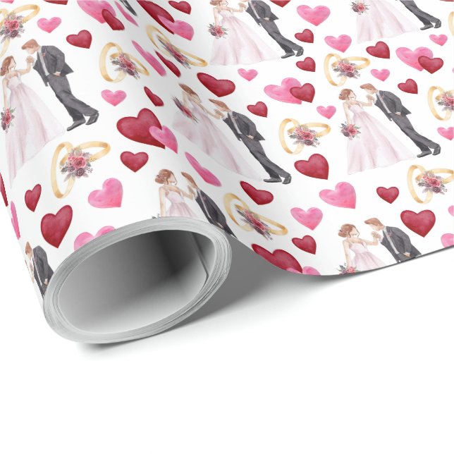 Bride & Groom Wedding Gift Wrapping Paper (Roll Corner)