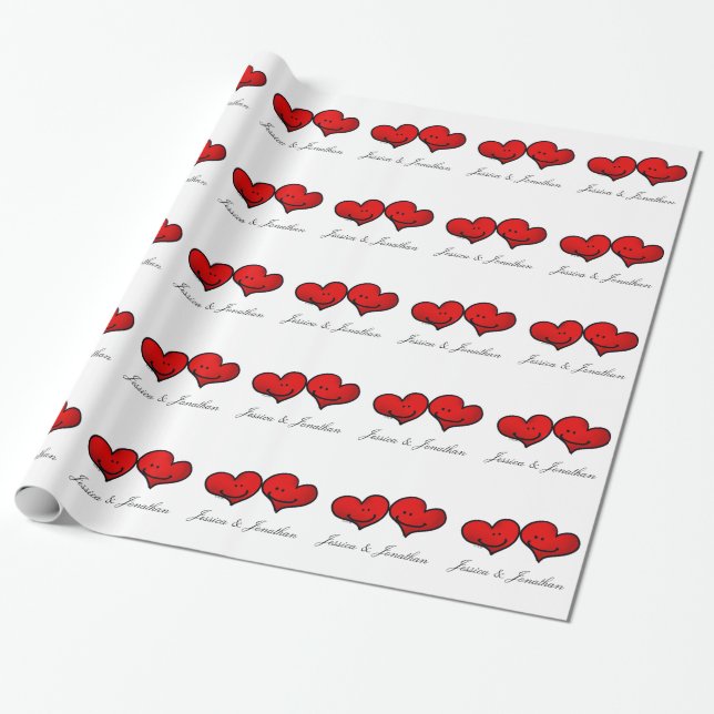 Bride & Groom wedding hearts Wrapping Paper (Unrolled)