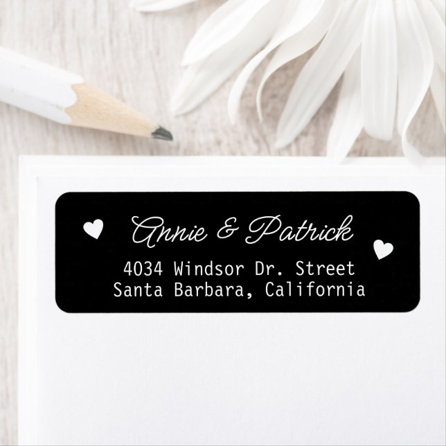 Bride Groom Wedding Mailing Black Return Address Label (Insitu)