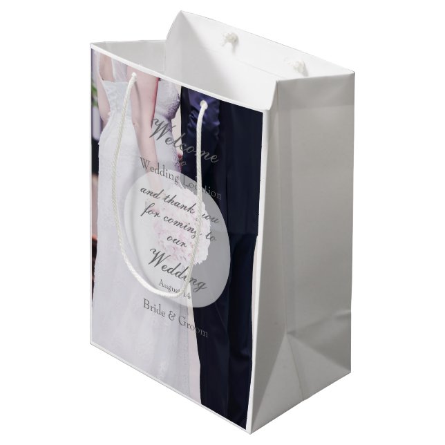 Bride & Groom Wedding Medium Gift Bag (Front Angled)