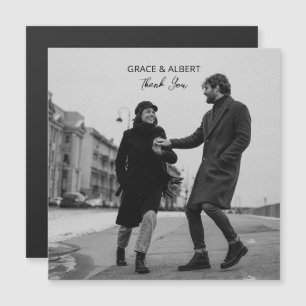 Bride Groom Wedding Photo Thank You Magnetic Card