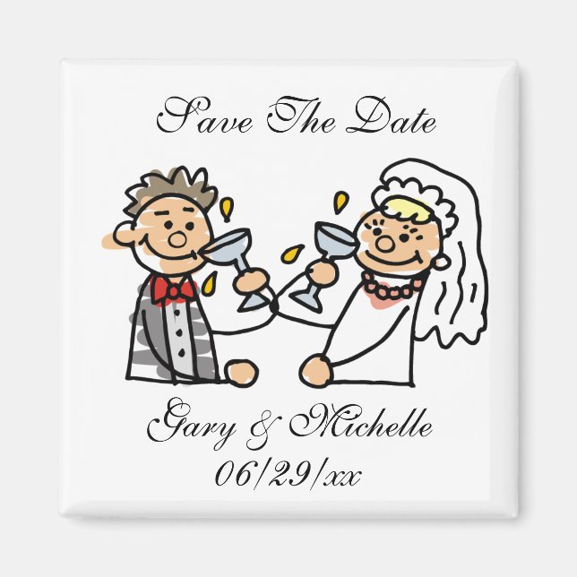 Bride Groom Wedding Reception Toast Save The Dates Magnet (Front)