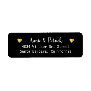 bride & groom wedding return address black label