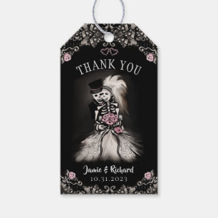 Bride Groom Wedding Skeletons Thank You Gift Tag