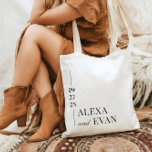 Bride   Groom Wedding Welcome Giveaway  Tote Bag<br><div class="desc">Prepare for your big day and send your honorable guests home with our fully customisable wedding giveaway tote bags. This design features the names of the bride and groom, as well as your wedding date as a sweet parting gift and thank you. This design can also be used as a...</div>