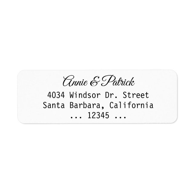 bride & groom wedding white return address label (Front)