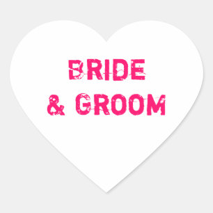 Bride & Groom White Conversation Heart Sticker