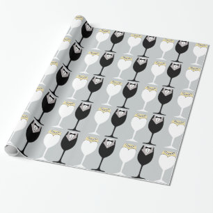 Bride & Groom Wineglasses Wrapping Paper