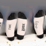 Bride & Groom with Wedding Date Bride's  Socks<br><div class="desc">Bride and Groom with Wedding Date Typography Wedding Party Socks Groom The Bride on Bottom Socks. Bride's custom socks,  Team Bride,   Wedding party gifts,  Wedding party socks,  Funny wedding party gift,  wedding humour,  team and name of bride,  unique wedding party gifts,  custom wedding party gifts</div>