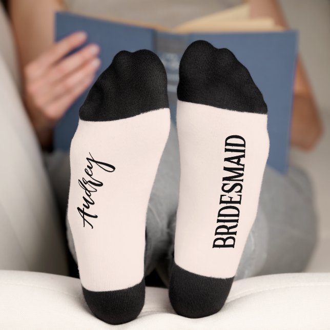 Bride & Groom with Wedding Date Bridesmaid  Socks (Bottom)