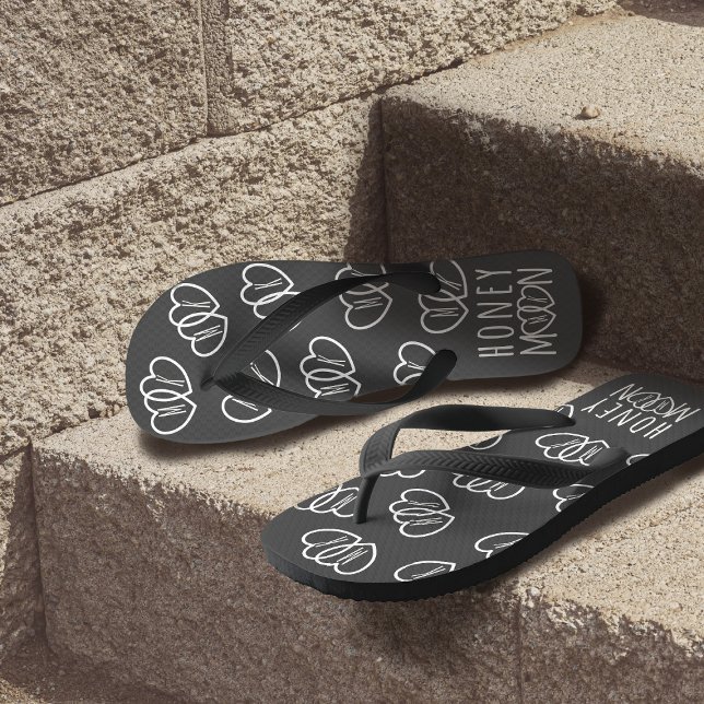 Bride Heart Monogram Honeymoon Flip Flops (Creator Uploaded)