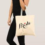 Bride Heart Wedding Bridal Shower Elegant Tote Bag<br><div class="desc">Beautiful,  elegant black on white typography script,  red heart,  stylish,  slim,  cotton tote bag for the bride for bridal shower,  bachelorette party,  wedding.</div>