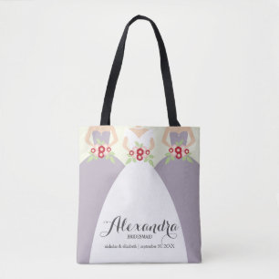 Bride & Her Bridesmaids Wedding Party Tote (lilac) Bag