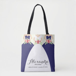 Bride & Her Bridesmaids Wedding Party Tote (navy) Bag