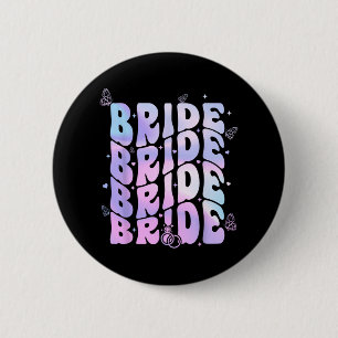 Bride I Do Crew Retro Groovy Bachelorette Party 6 Cm Round Badge