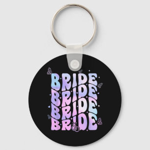 Bride I Do Crew Retro Groovy Bachelorette Party Key Ring