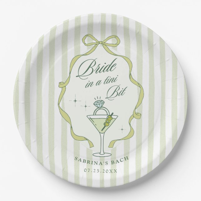 Bride in a Tini Bit Bachelorette Paper Plate (Front)