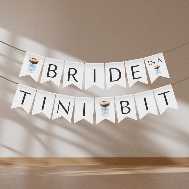 Bride in a Tini Bit - Espresso Martini Bridal Bunting (Bride in a Tini Bit - Blue Bow Espresso Martini Bridal Bunting Flags)