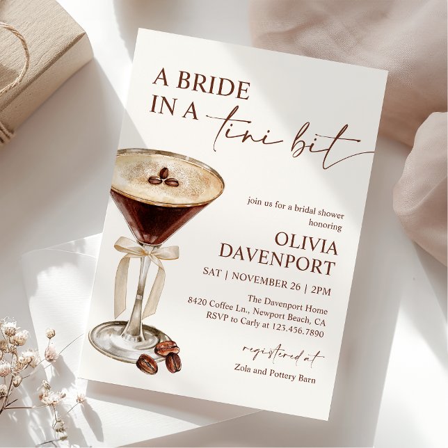 Bride in a Tini Bit Espresso Martini Bridal Shower Invitation (Creator Uploaded)