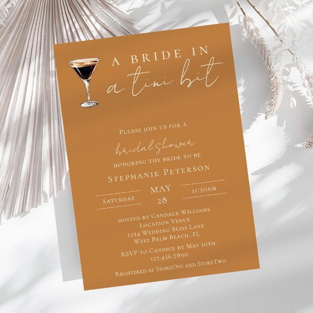 Bride in a Tini Bit Espresso Martini Bridal Shower Invitation (Creator Uploaded)