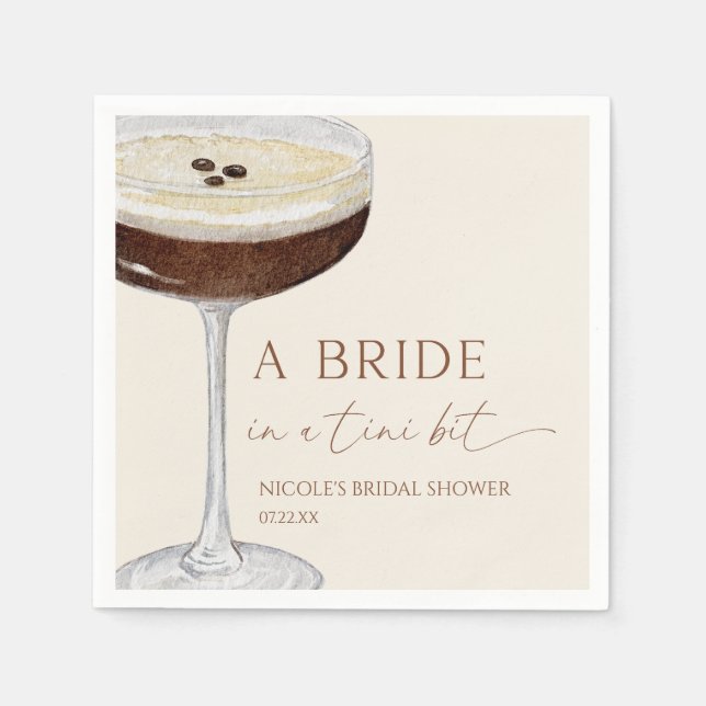 Bride In A Tini Bit Expresso Martini Bridal Shower Napkin (Front)