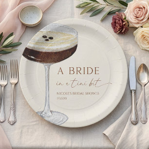 Bride In A Tini Bit Expresso Martini Bridal Shower Paper Plate