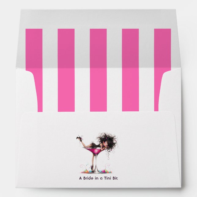 Bride in a Tini Bit Hot Pink Striped Bachelorette Envelope (Back (Bottom))