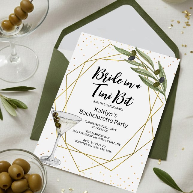 'Bride in a Tini Bit' Martini Bachelorette Party Invitation (Creator Uploaded)