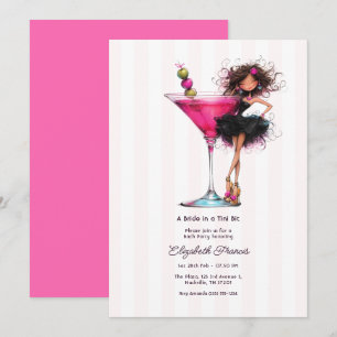 Bride in a Tini Bit Pink Martini Bachelorette Invitation