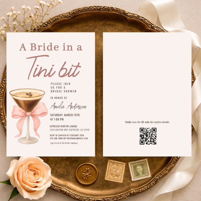 Bride in a Tini Bit QR Code Bridal Shower Invitation (Creator Uploaded)