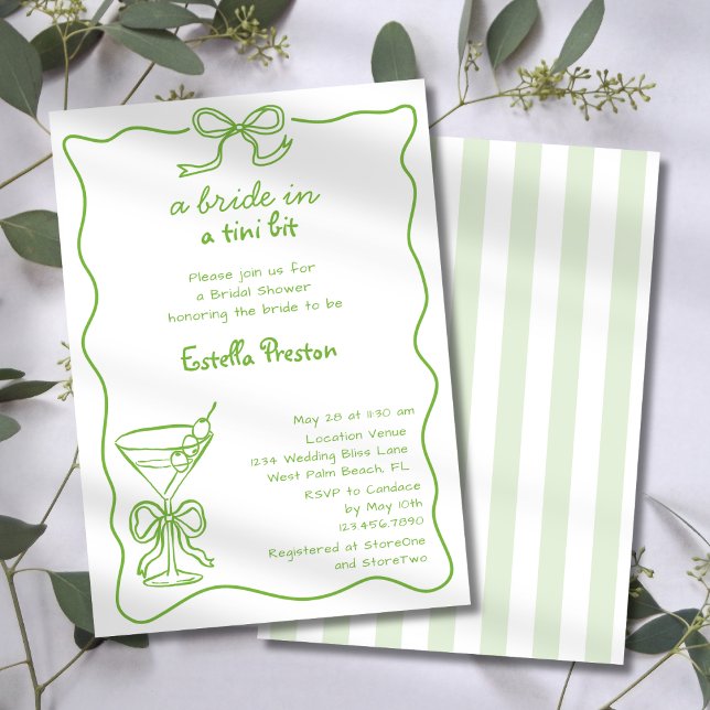 Bride In A Tini Bit Scribble MartinBridal Shower Invitation (Creator Uploaded)