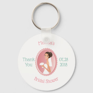 Bride in a Veil Holding Flowers Bridal Shower Key Ring