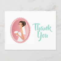 Bride in a Veil with Bouquet Bridal Shower Thanks