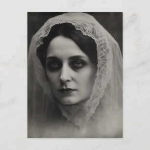 Bride in Black and White Postcard