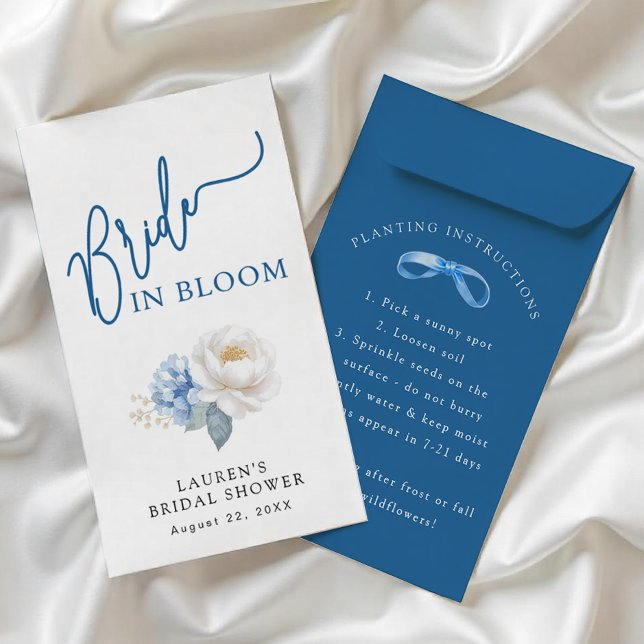 Bride in Bloom Blue DIY Bridal Shower Seed Packet Flyer (DIY Seed Packet Favor)
