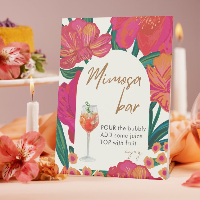 Bride in bloom floral Bridal Shower Mimosa bar  Pedestal Sign (Creator Uploaded)