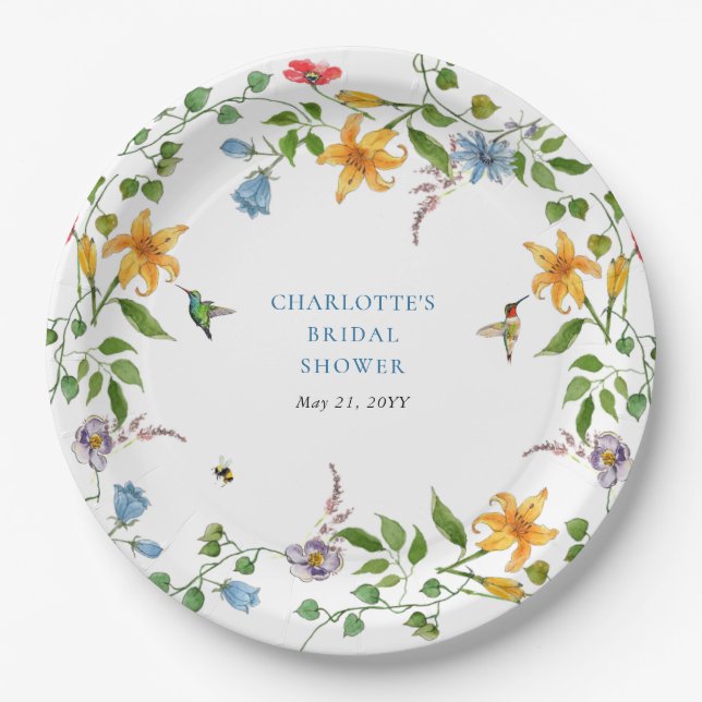 Bride in Bloom Floral Bridal Shower Paper Plate (Front)