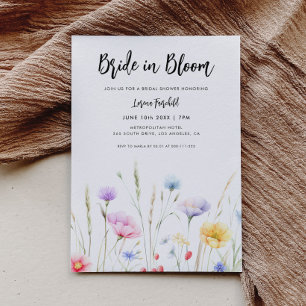 Bride in Bloom Modern Wildflowers Bridal Shower Invitation