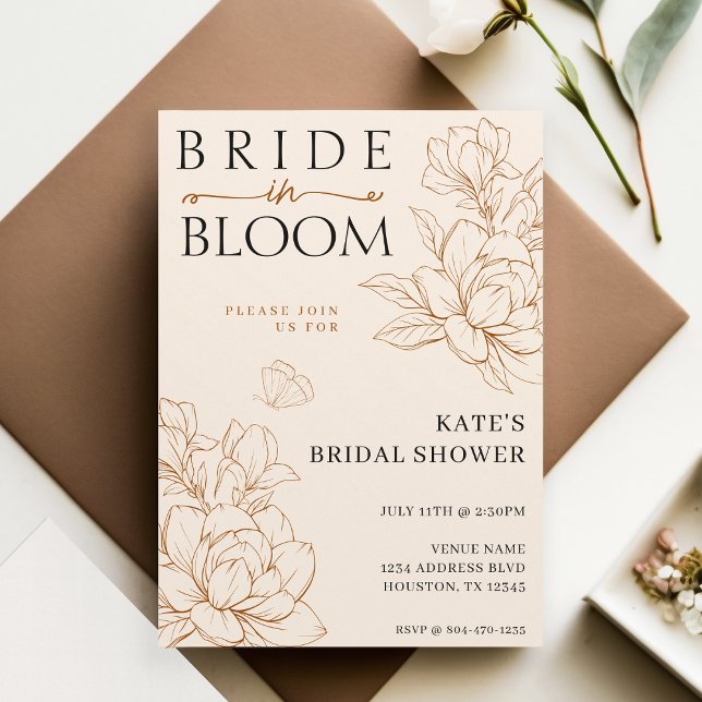 Bride in Bloom Tan Brown Bridal Shower Invitation (Bride in Bloom Tan Brown Bridal Shower Invitation
)