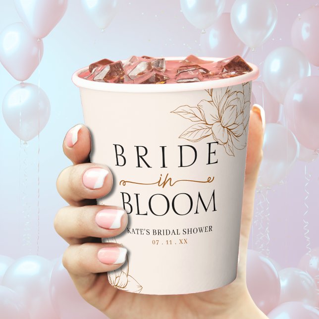Bride in Bloom Tan Brown Bridal Shower Paper Cups (Bride in Bloom Tan Brown Bridal Shower Paper Cups
)