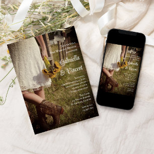 Bride in Cowboy Boots Ranch Post Wedding Brunch Invitation